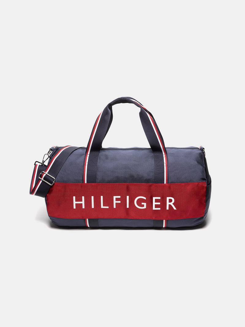 Férfi Tommy Hilfiger Signature Duffle Táska Sötétkék Piros | HU 1485EBC